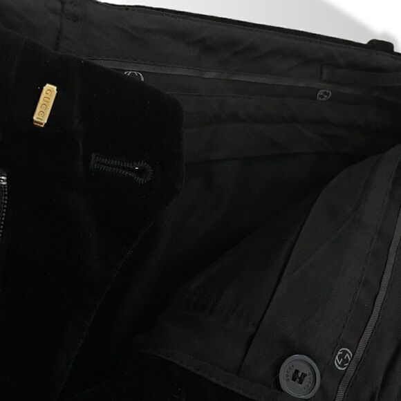 ❤️SOLD❤️ TOM FORD for GUCCI Black Wide Leg Velvet Pants |Size: 44| - Picture 11 of 14